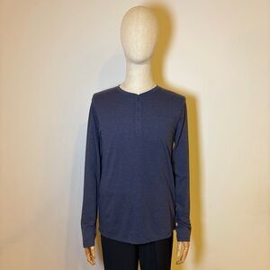 Public Opinion Men’s Blue Henley Long Sleeve Shirt Size M